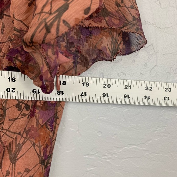 Sundance Silk Dress Floral Pink Ruffles Flutter Sleeve Fully Lined Size 12 - Picture 6 of 7